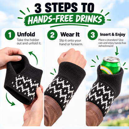 Hands-Free Wearable Can Holder – Cozy Knit Drink Sleeve for Game Day