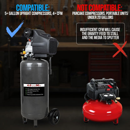 🛠️Light-Duty Pneumatic Sandblaster Kit | 150 PSI | Metal Nozzle | Rust Removal | Air Compressor Powered