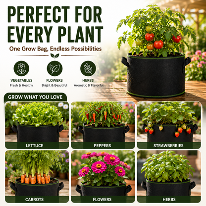 Premium Fabric Grow Bags – Breathable Planting Bags For Healthier Roots & Bigger Harvests