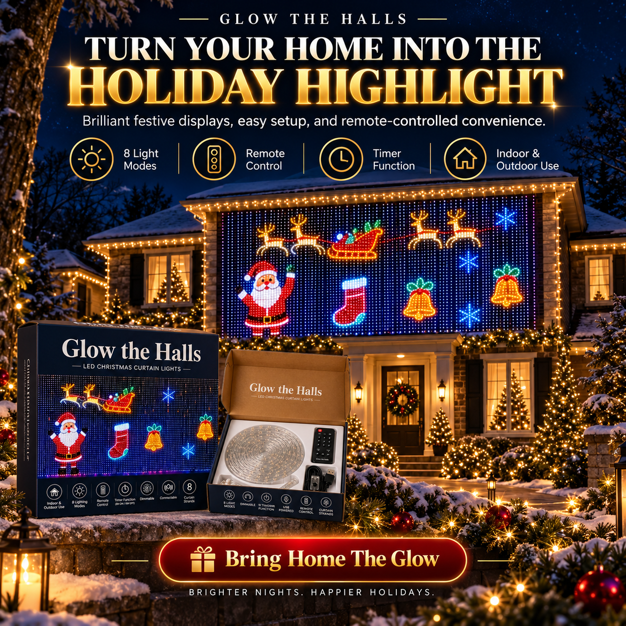 📱 SMART CHRISTMAS LIGHTS | App Controlled LED Curtain – Animated Pixel Display for Windows, Walls & Holiday Decor