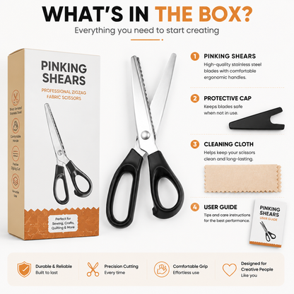 ✂️ Professional Pinking Shears – Stainless Steel Zigzag Fabric Cutting Scissors
