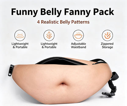 Funny belly fanny pack features