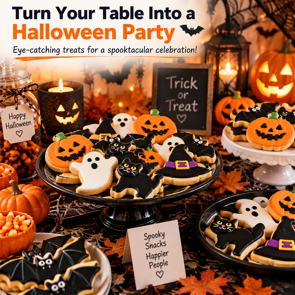 🎃 HOT SALE | 5-Piece Halloween Cookie Cutter Set – Stainless Steel Bat, Pumpkin, Ghost, Cat & Witch Hat Shapes