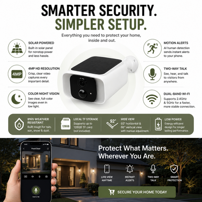 🔥 HOT SALE | 4MP Solar Security Camera – Smart Outdoor Monitoring Day & Night