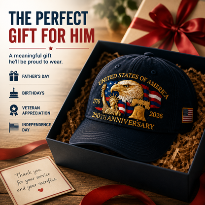 🇺🇸 ☀️ 250 Years of American Freedom Cap – Vintage Commemorative Patriotic Hat