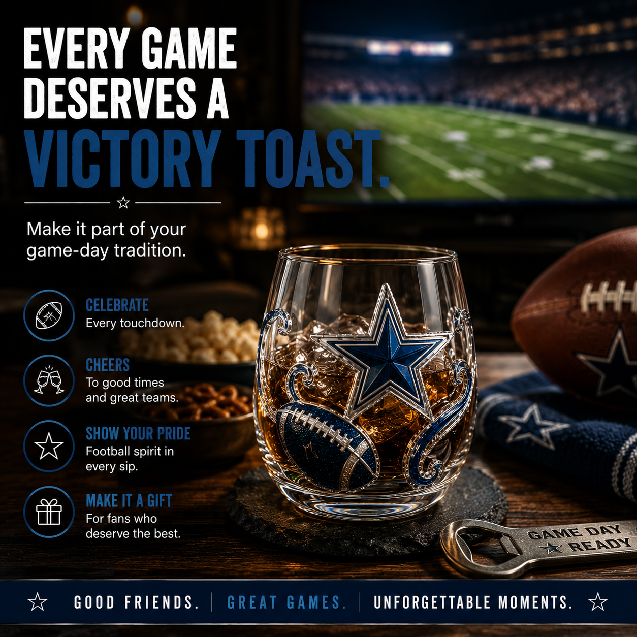 🏈 GAME DAY FAVORITE | Football Drinking Glass – Statement Drinkware for Watch Parties & Victory Toasts