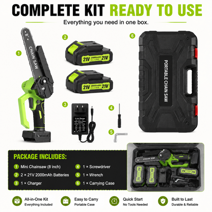 Mini Chainsaw 🔋 8-Inch Portable Electric Chainsaw for Tree Trimming & DIY  URL Handle
