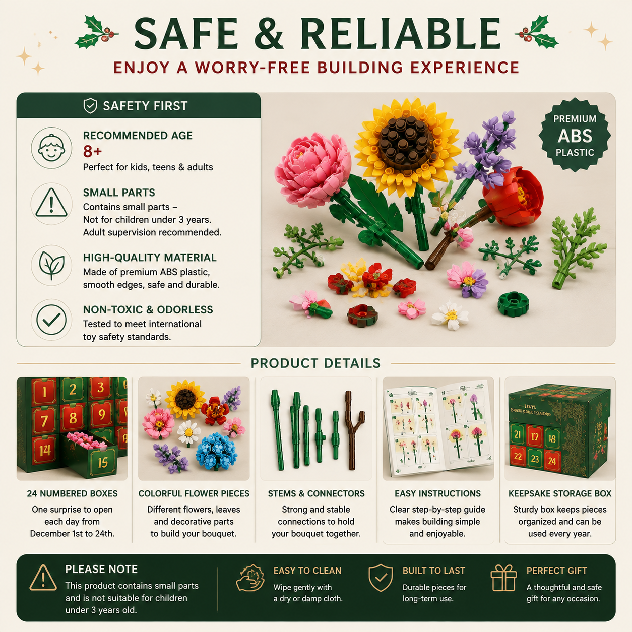 🌸 CHRISTMAS FAVORITE | Flower Building Blocks Advent Calendar – 24 Daily Surprises That Become a Decorative Bouquet