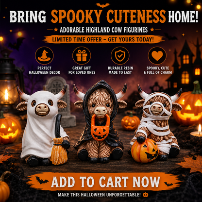 🔥 55% OFF TODAY 🎃 Halloween Highland Cow Resin Figurines