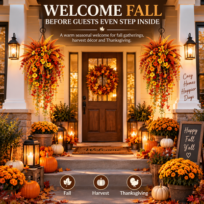🏡 FALL PORCH FAVORITE | Cascading Artificial Fern Swag – Autumn Hanging Decor for Entryways, Columns & Gates