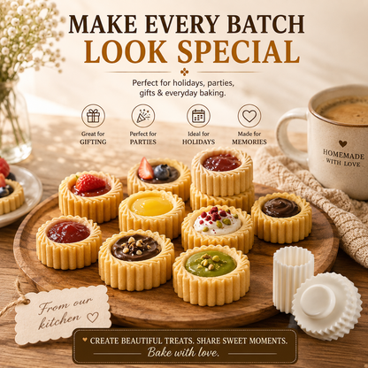 🧁 KITCHEN FAVORITE | Cookie Cup Mold Press – 4-in-1 Detachable Pastry Shaper for Jam, Chocolate & Cream-Filled Treats