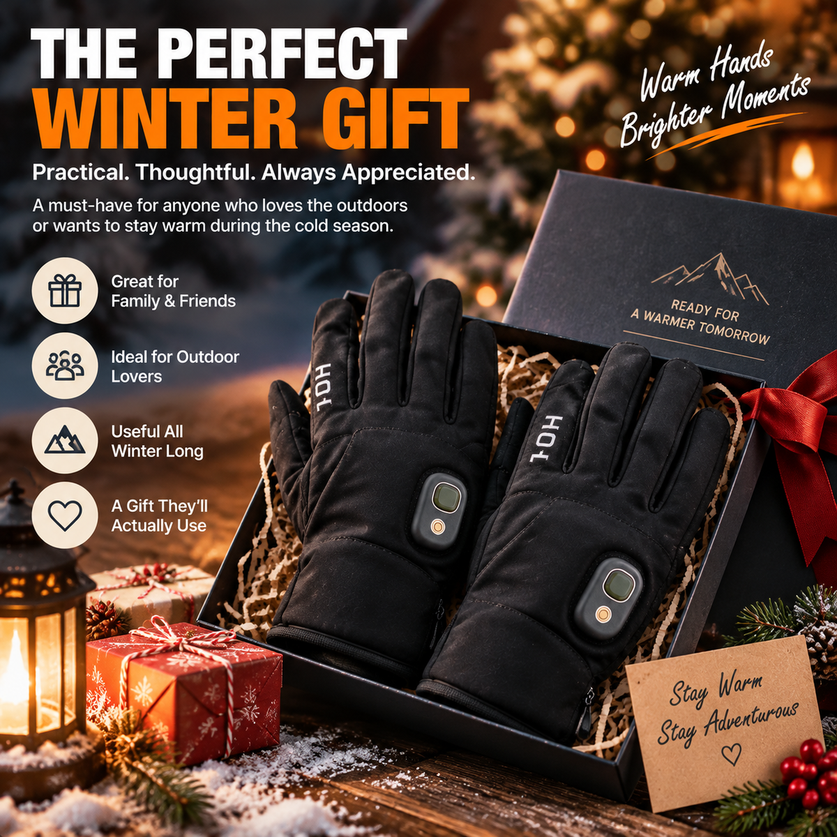 🔥 HOT SALE | Rechargeable Heated Gloves – Touchscreen Winter Gloves with Adjustable Heat for Skiing, Hiking & Outdoor Use