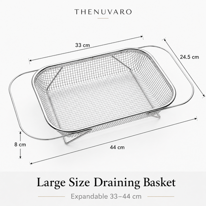 🥬 304 Food-Grade Stainless Steel Expandable Sink Colander