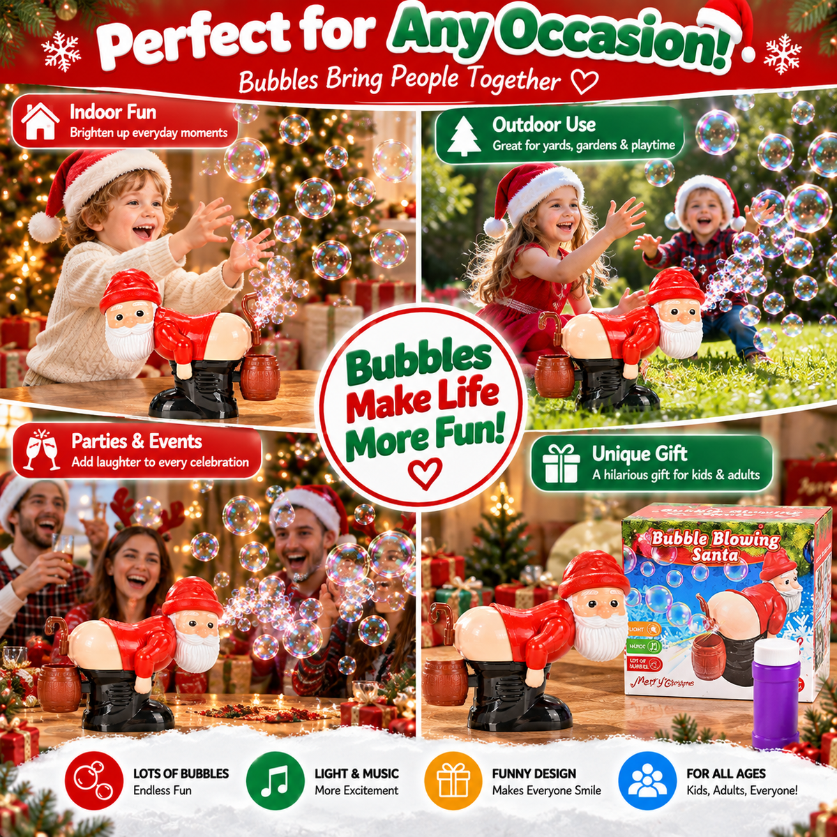 🎅 Automatic Big Bubble Maker – Funny Bubble Machine for Kids, Parties & Outdoor Fun