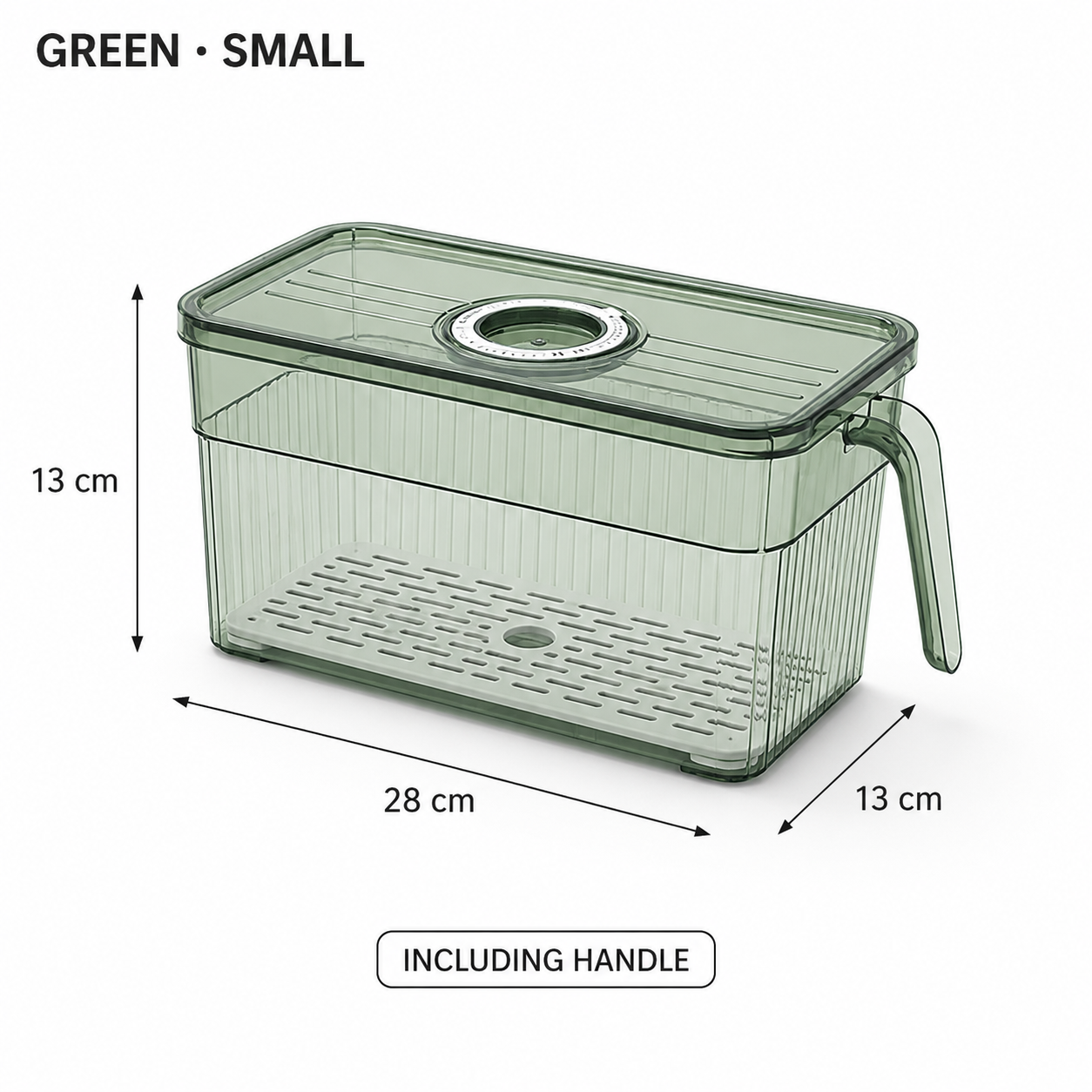 🥬 Stackable Refrigerator Produce Storage Box with Date Dial, Drain Basket & Easy-Pull Handle
