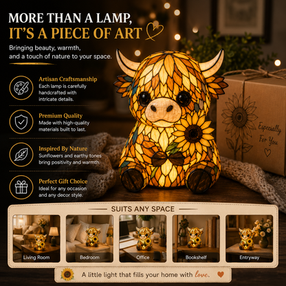 Highland Cow Night Light | Handmade Farmhouse LED Gift Lamp