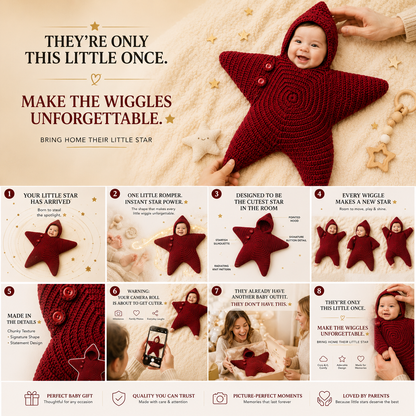 ⭐ Little Starfish Baby Romper – Cozy Knitted One-Piece Made for Picture-Perfect Moments