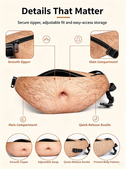 😂 Realistic Beer Belly Fanny Pack – Funny Hidden Waist Bag & Gag Gift