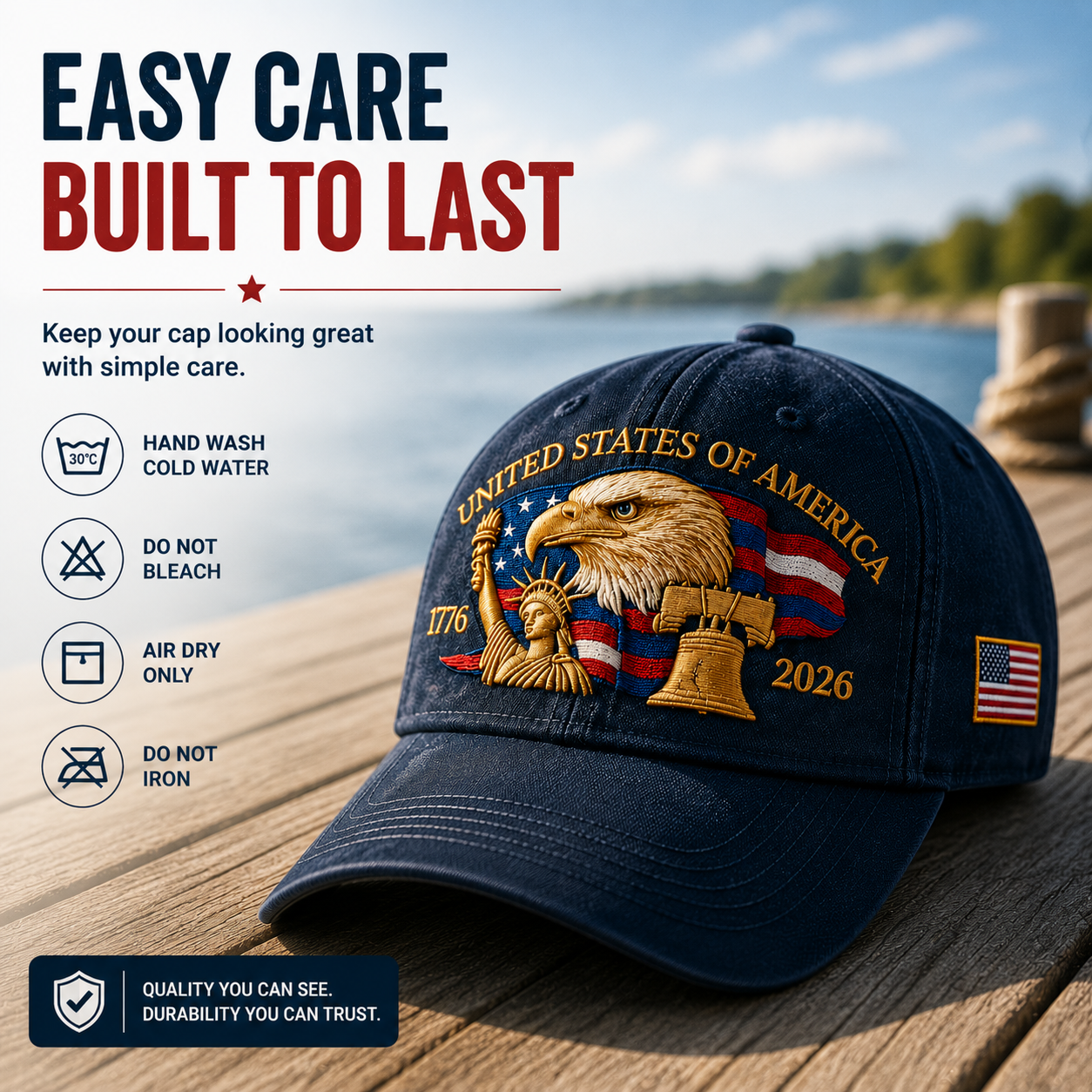 🇺🇸 ☀️ 250 Years of American Freedom Cap – Vintage Commemorative Patriotic Hat