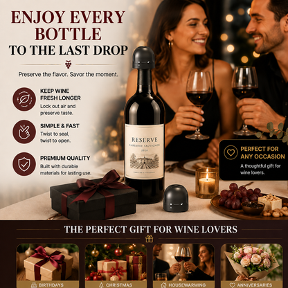 🎁 EVERYDAY WINE ESSENTIAL | Compact Reusable Bottle Stopper for Dinner, Date Night & Entertaining