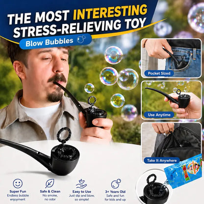 SummerVibes Bubble Pipe Stress Relief Toy — A Mini, Pipe-Shaped Bubble Blower & Wand to Help You Relax and Unwind | Graduation Season Gag Gift