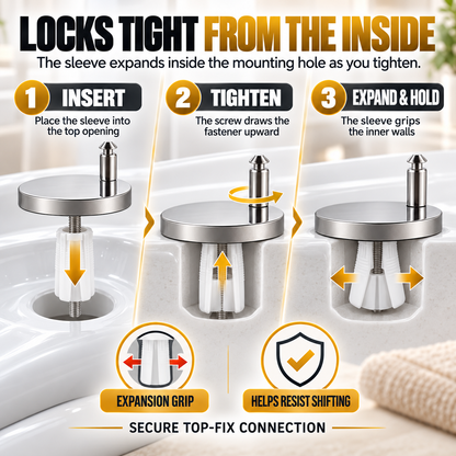 🔩 2-Pack Top-Fix Toilet Seat Hinge Bolts – Adjustable Anti-Wobble Replacement Kit