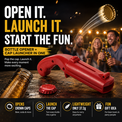 🍺 Bottle Cap Launcher Opener – Pop, Launch & Bring the Fun