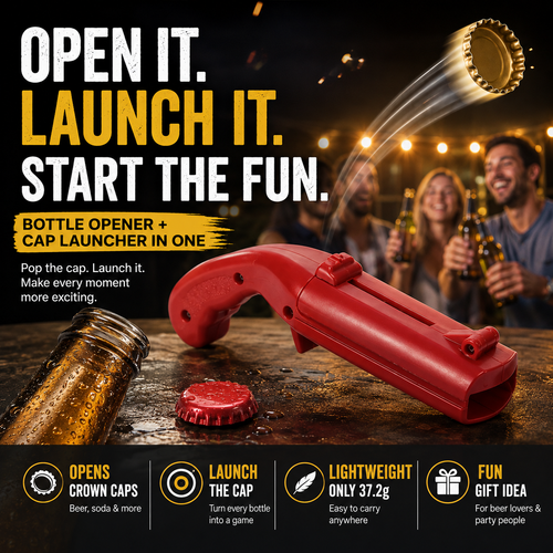🍺 Bottle Cap Launcher Opener – Pop, Launch & Bring the Fun