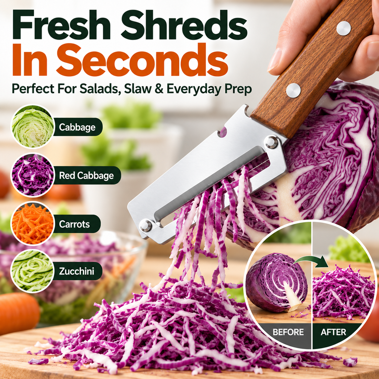 🥕 3-in-1 Wide Blade Vegetable Peeler, Slicer & Shredder – Fast Everyday Meal Prep Tool