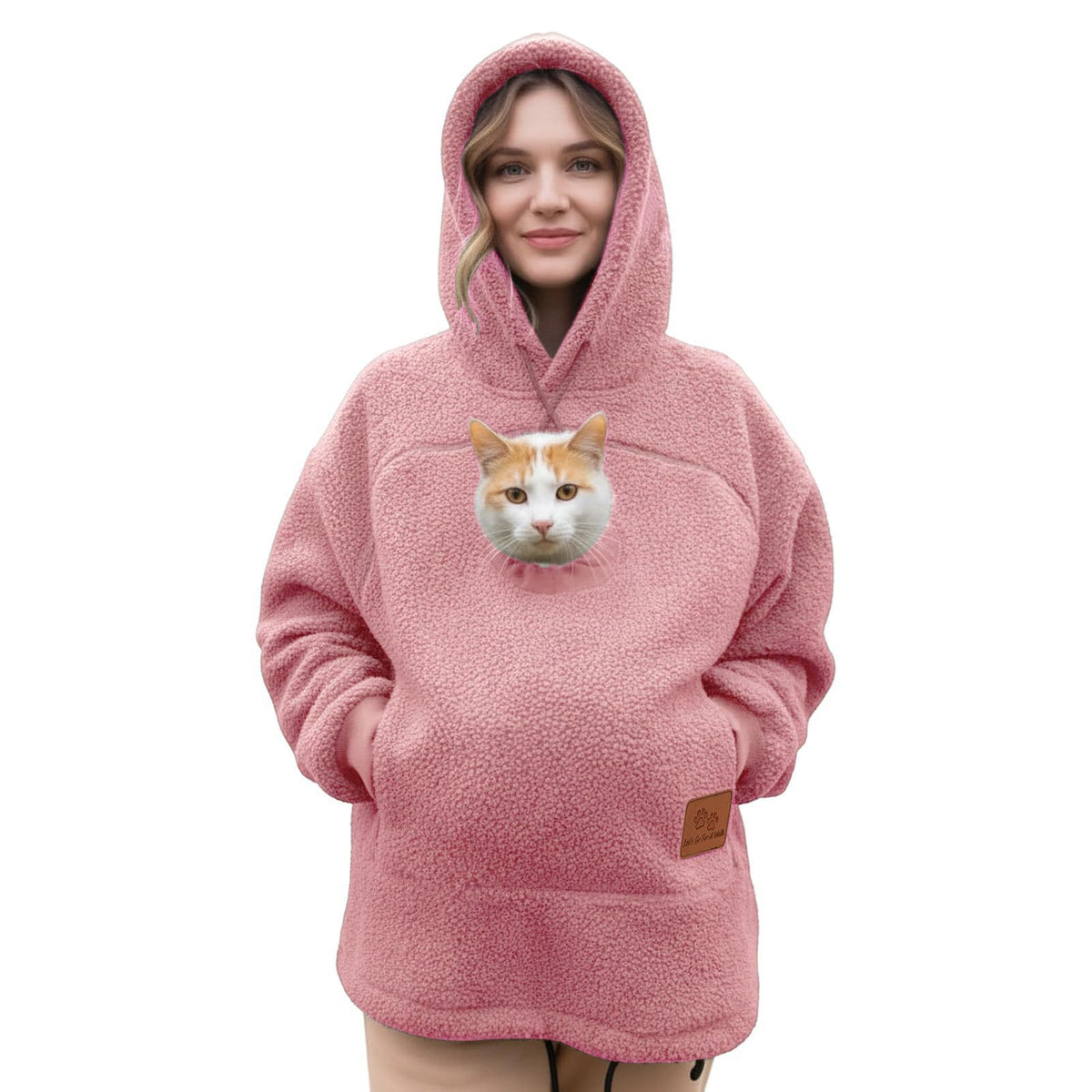 🐾 Cozy Fleece Pet Bonding Pouch Hoodie – Warm & Supportive Small Pet Carrier Clothing
