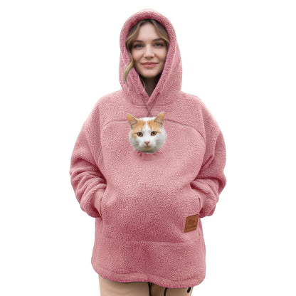 🐾 Cozy Fleece Pet Bonding Pouch Hoodie – Warm & Supportive Small Pet Carrier Clothing