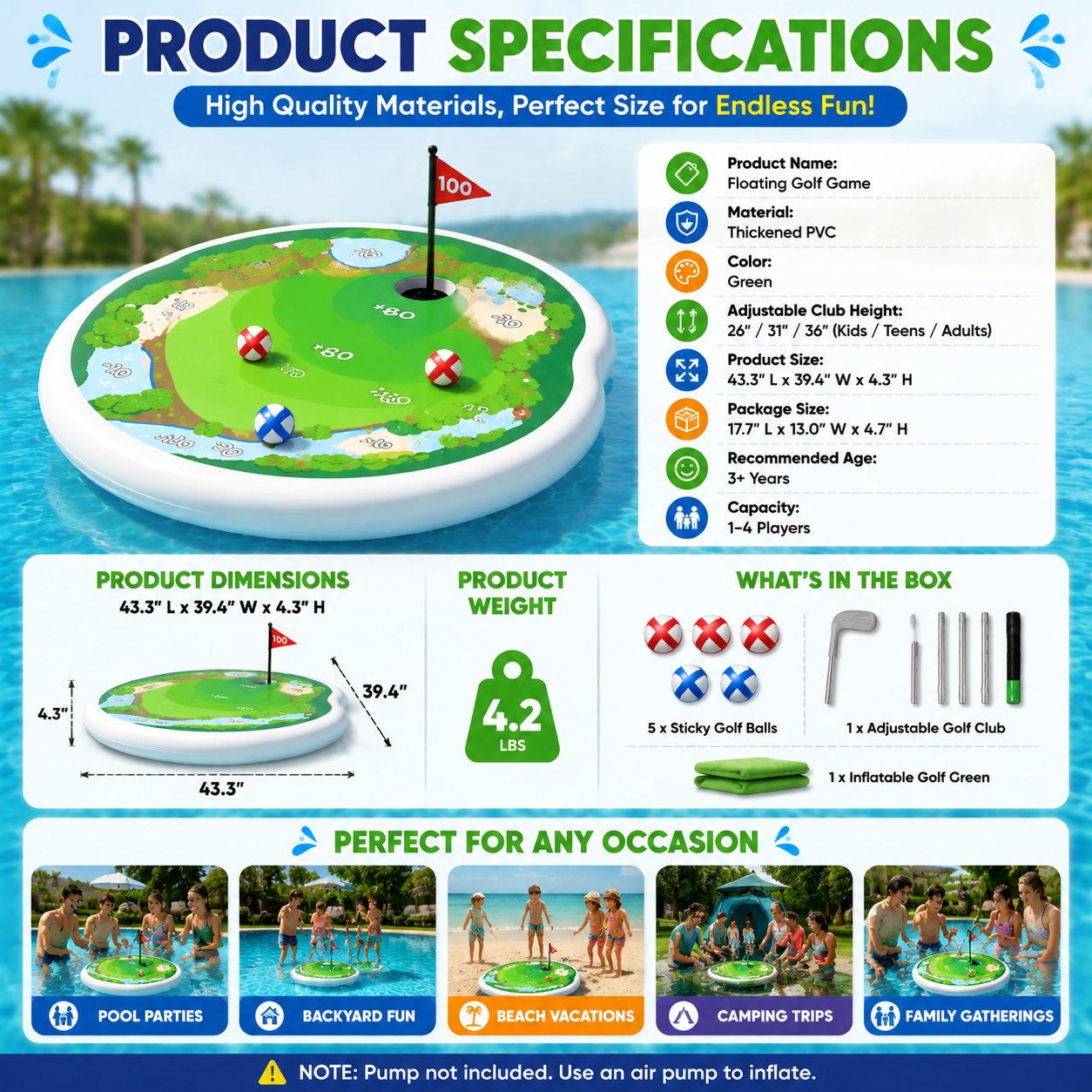Floating Golf Pool Game – Interactive Water Toy for Kids & Family Fun