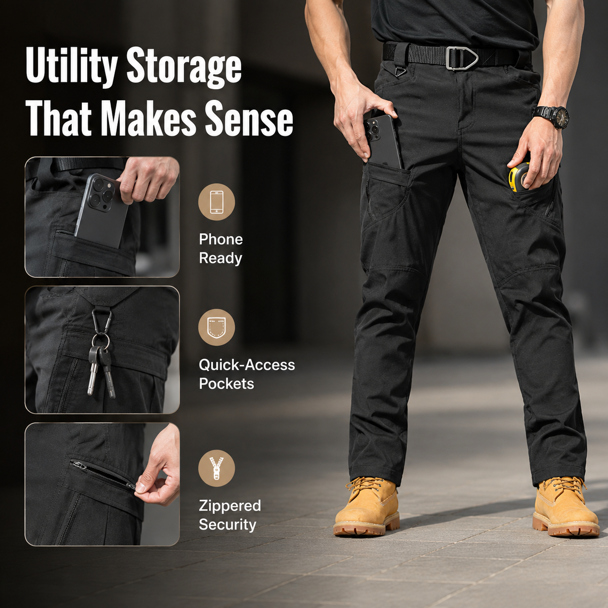 👖Men’s Stretch Tactical Cargo Pants | Slim-Fit Multi-Pocket Work Pants
