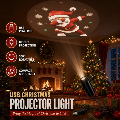 🎄 Christmas HD Projection Light – 6/10 Festive Scenes USB Holiday Projector