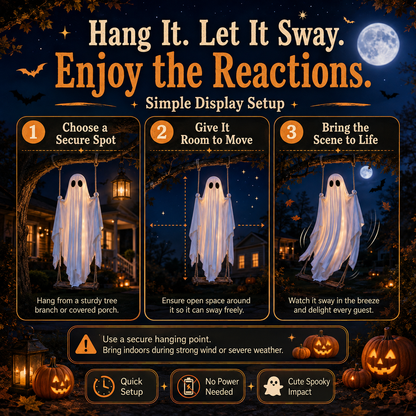👻Haunted Swinging Ghost Halloween Yard Decoration – Hanging Outdoor Decor