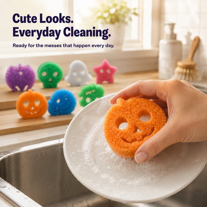 🎃 Halloween Spooky Scrub Sponge Set – Cute Kitchen Cleaning Sponges 👻