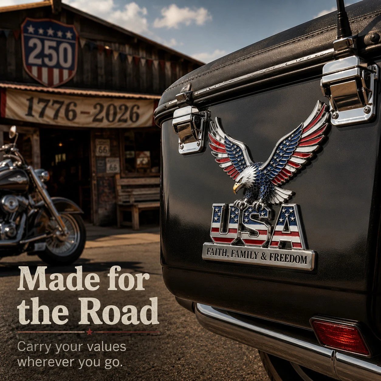🦅 PATRIOTIC FAVORITE | American Eagle Metal Emblem – USA Faith Family Freedom Car Badge & Garage Decor