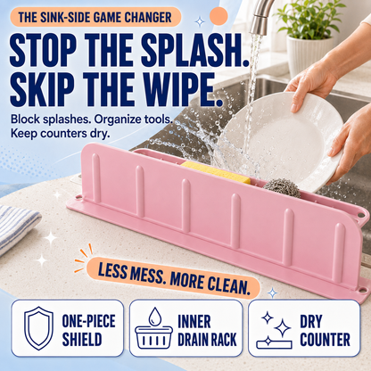 💦 2-in-1 Foldable Sink Splash Guard & Drain Organizer