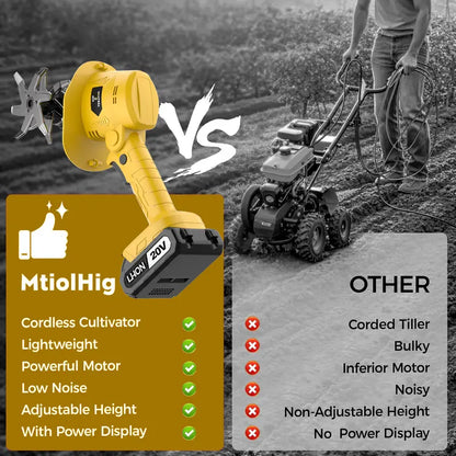 🌱 24V Cordless Garden Tiller-Lightweight power for easier weeding, loosening, and tilling.