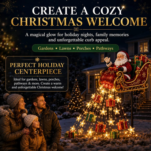 🔥Free Shipping - 🎅✨ 2026 New Santa’s Flying Sleigh Gift Cascade – Solar Christmas Garden Light