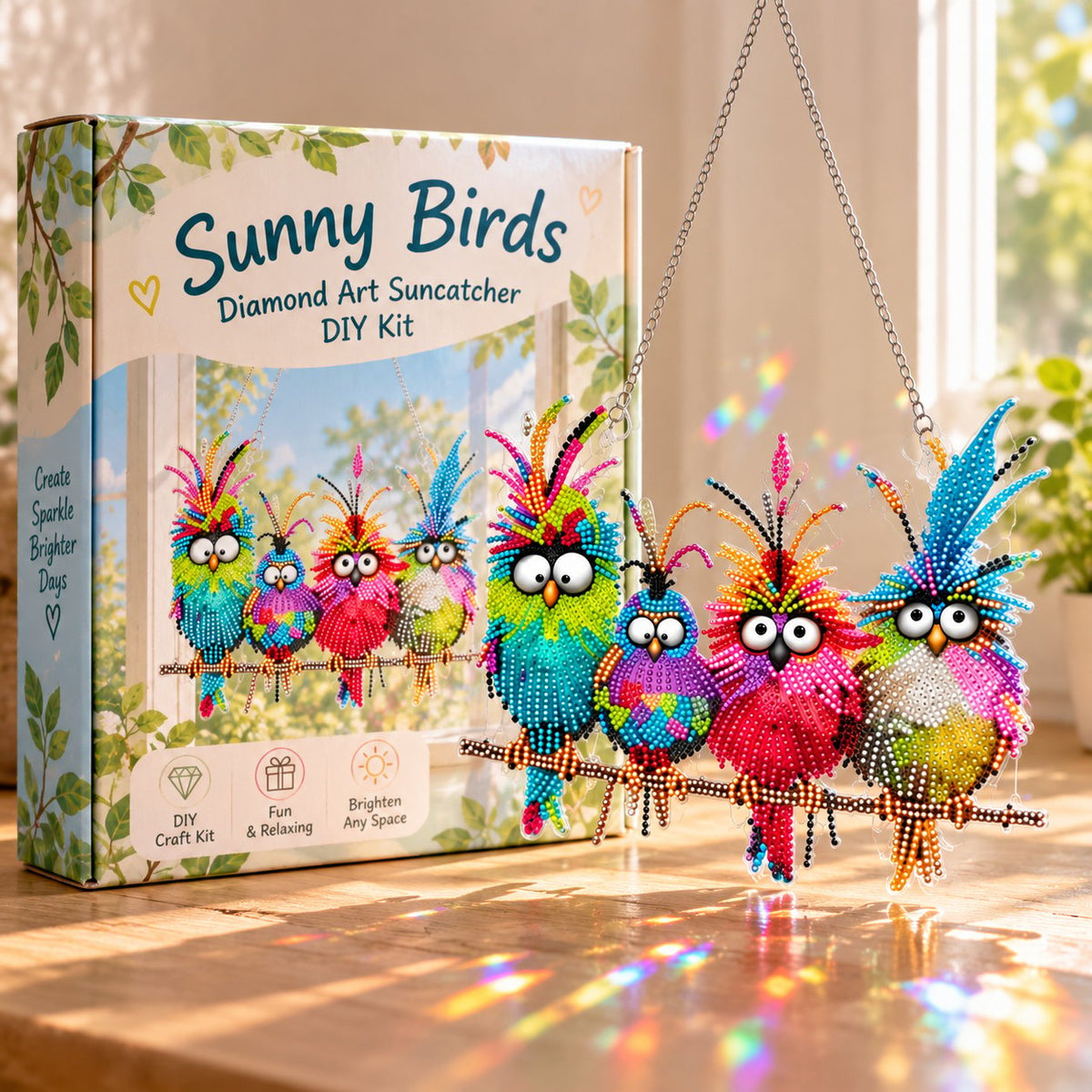 🔥Last Day 50% OFF - 🐦✨ Sunny Birds Diamond Art Suncatcher DIY Kit