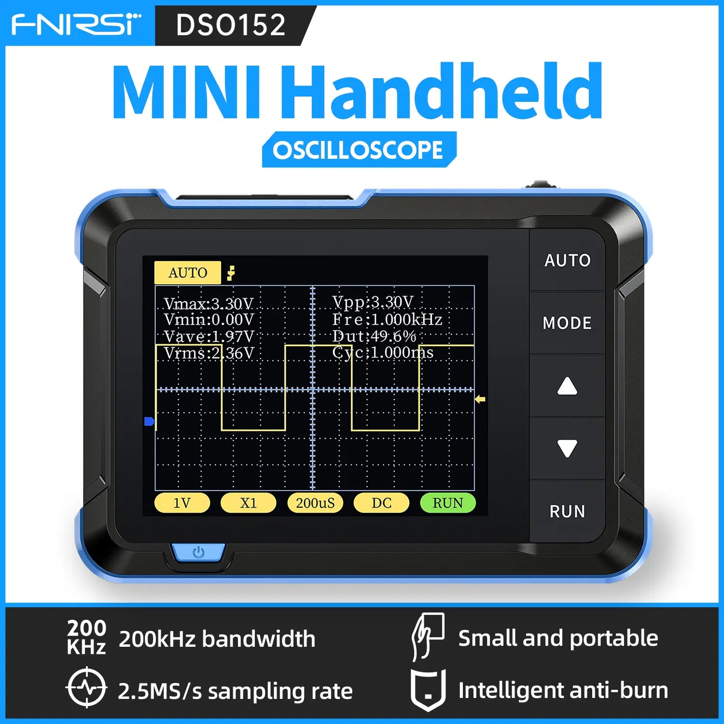 🚗 FNIRSI DSO-152 Mini Oscilloscope – Pocket-Sized Signal Tester for Car Audio Tuning, Circuit Diagnostics & DIY Electronics ⚡