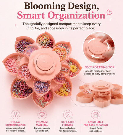 🌸 Blooming Flower Hair Accessory Organizer | Cute Storage Box For Clips & Bows💕