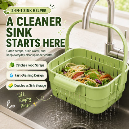 🧼 3-in-1 Collapsible Hanging Sink Strainer Basket – Rinse, Drain & Organize