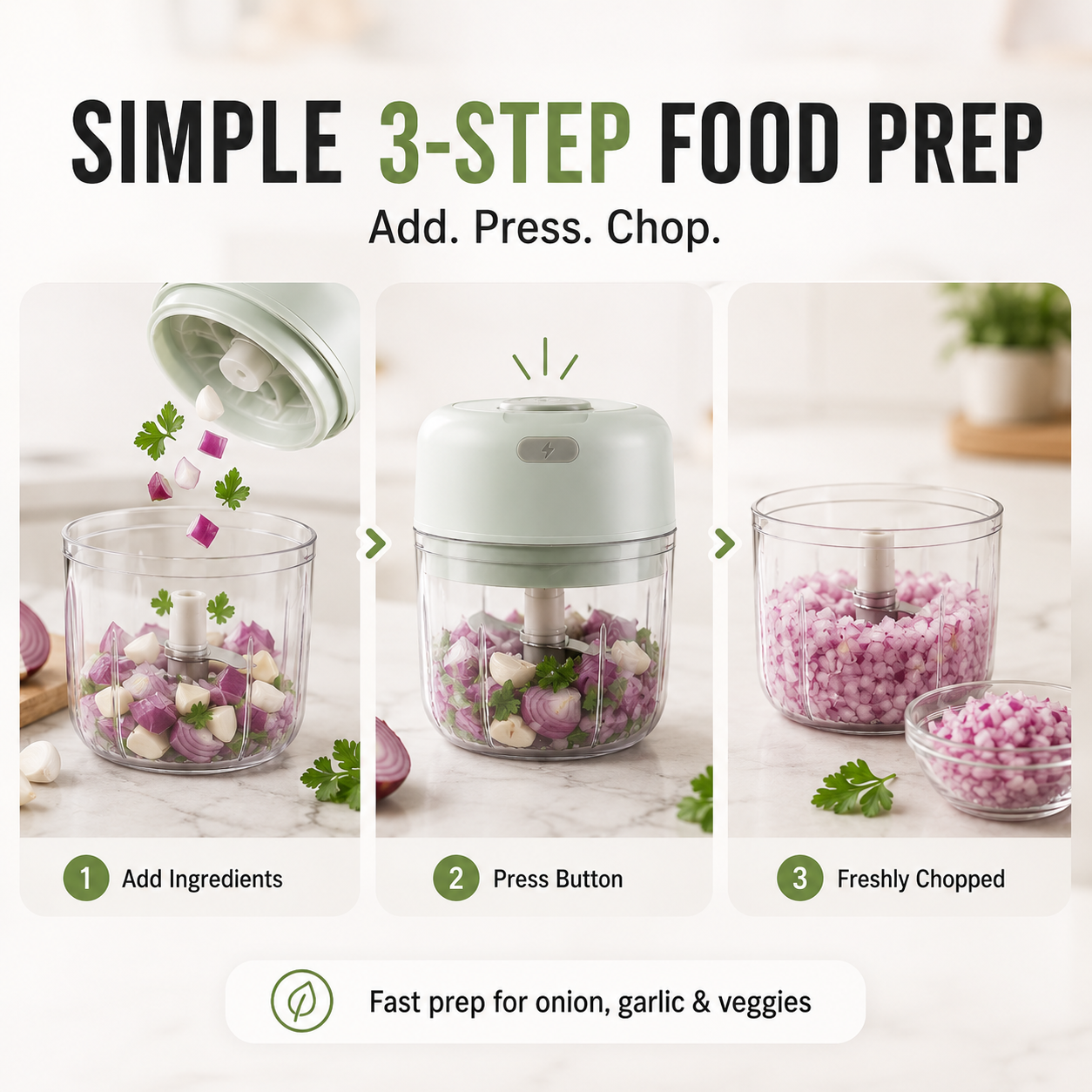 🧅 Mini Electric Food Chopper – Chop, Grind & Prep Fresh Ingredients in Seconds