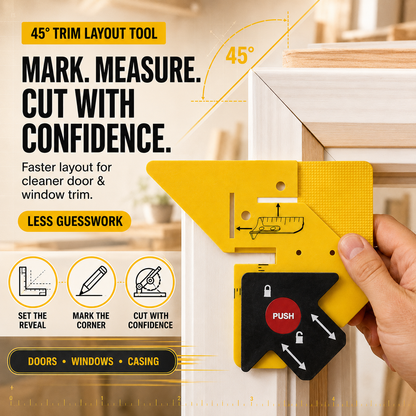📐 Adjustable 45° Trim Marking & Measuring Tool – Fast Door & Window Casing Layout