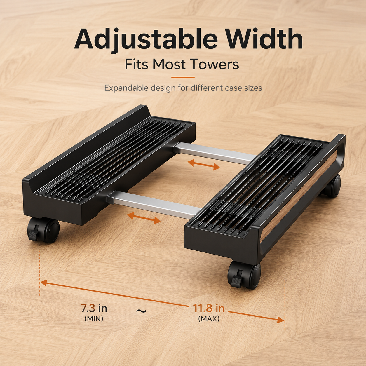 Mobile Computer Tower Stand – Adjustable CPU Holder with Wheels & Ventilated Base for Heat Dissipation