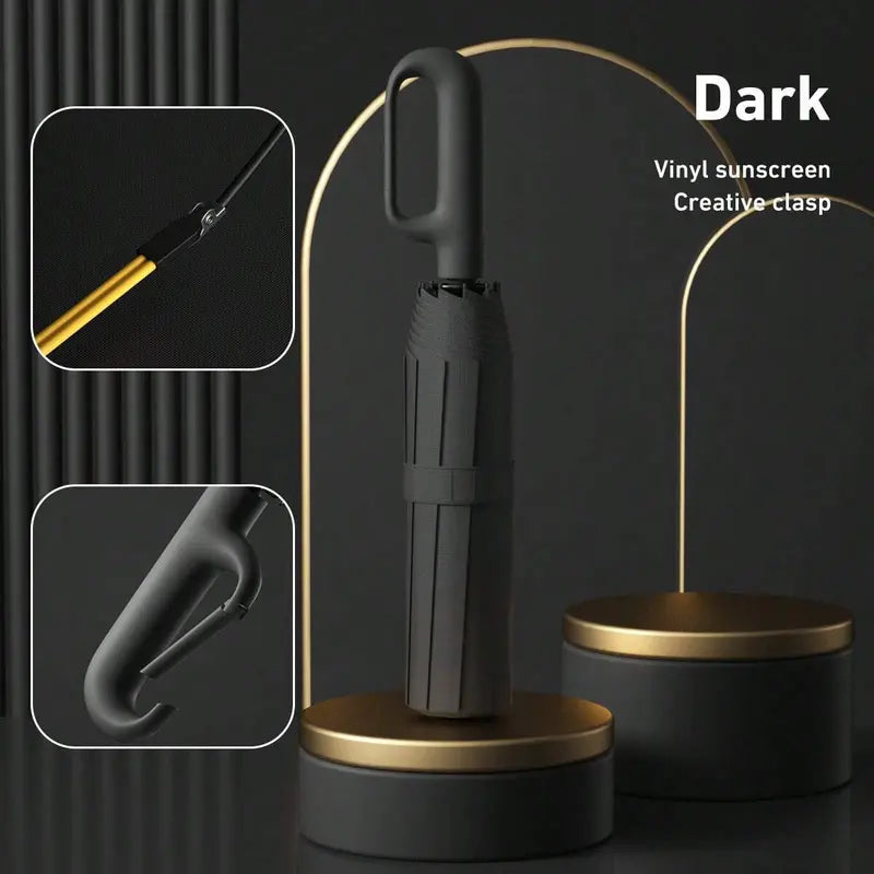 ☔ One-Touch Automatic Windproof Umbrella with Ring-Buckle Handle – Large 105CM Rain & Sun Coverage