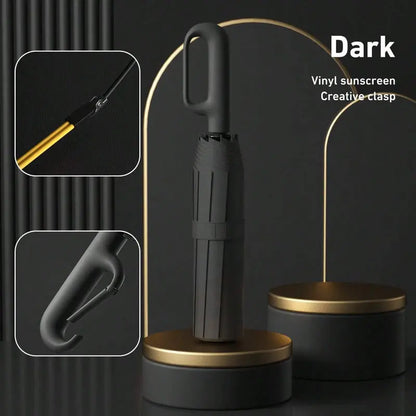 ☔ One-Touch Automatic Windproof Umbrella with Ring-Buckle Handle – Large 105CM Rain & Sun Coverage