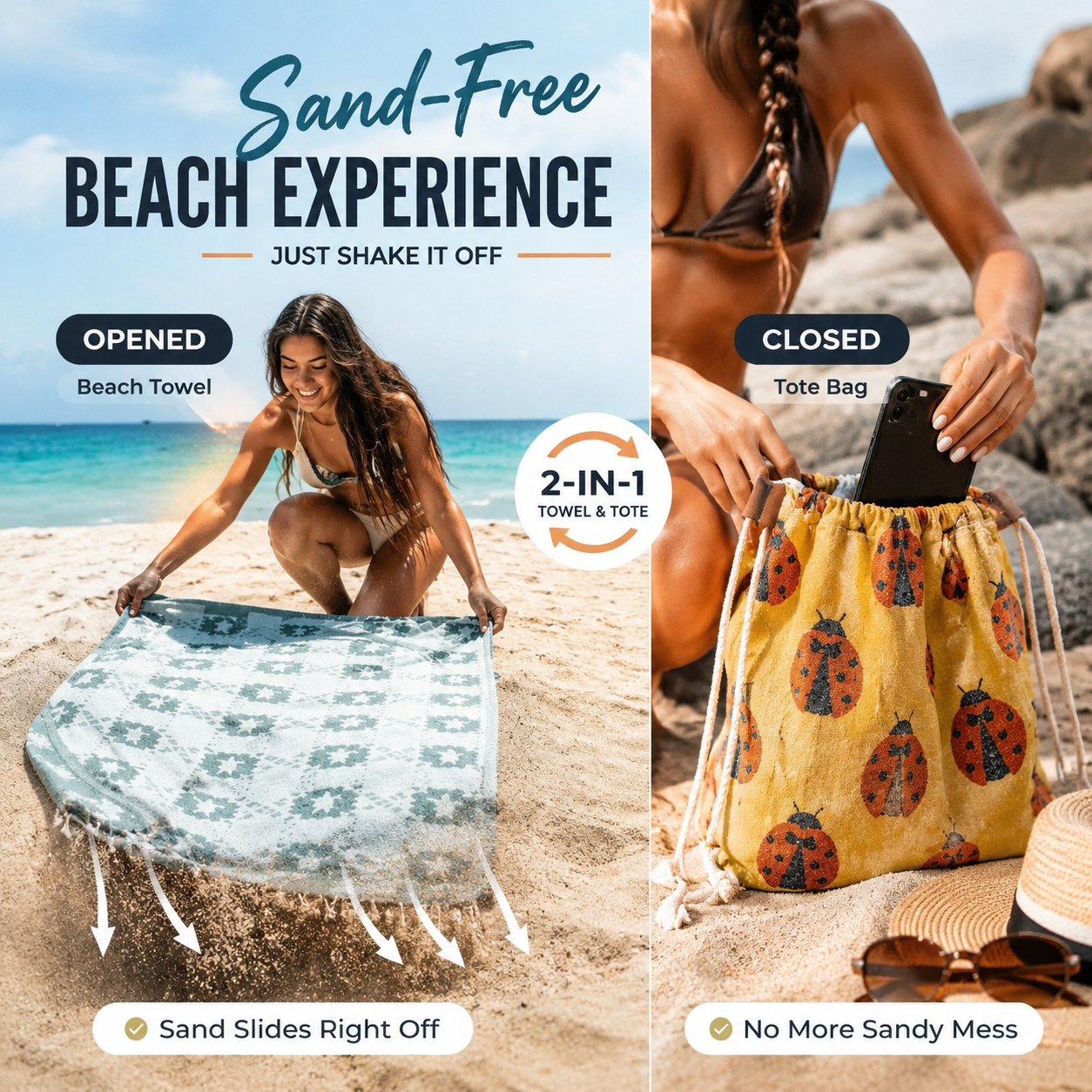 Beach Bag That Turns Into a Towel in Seconds